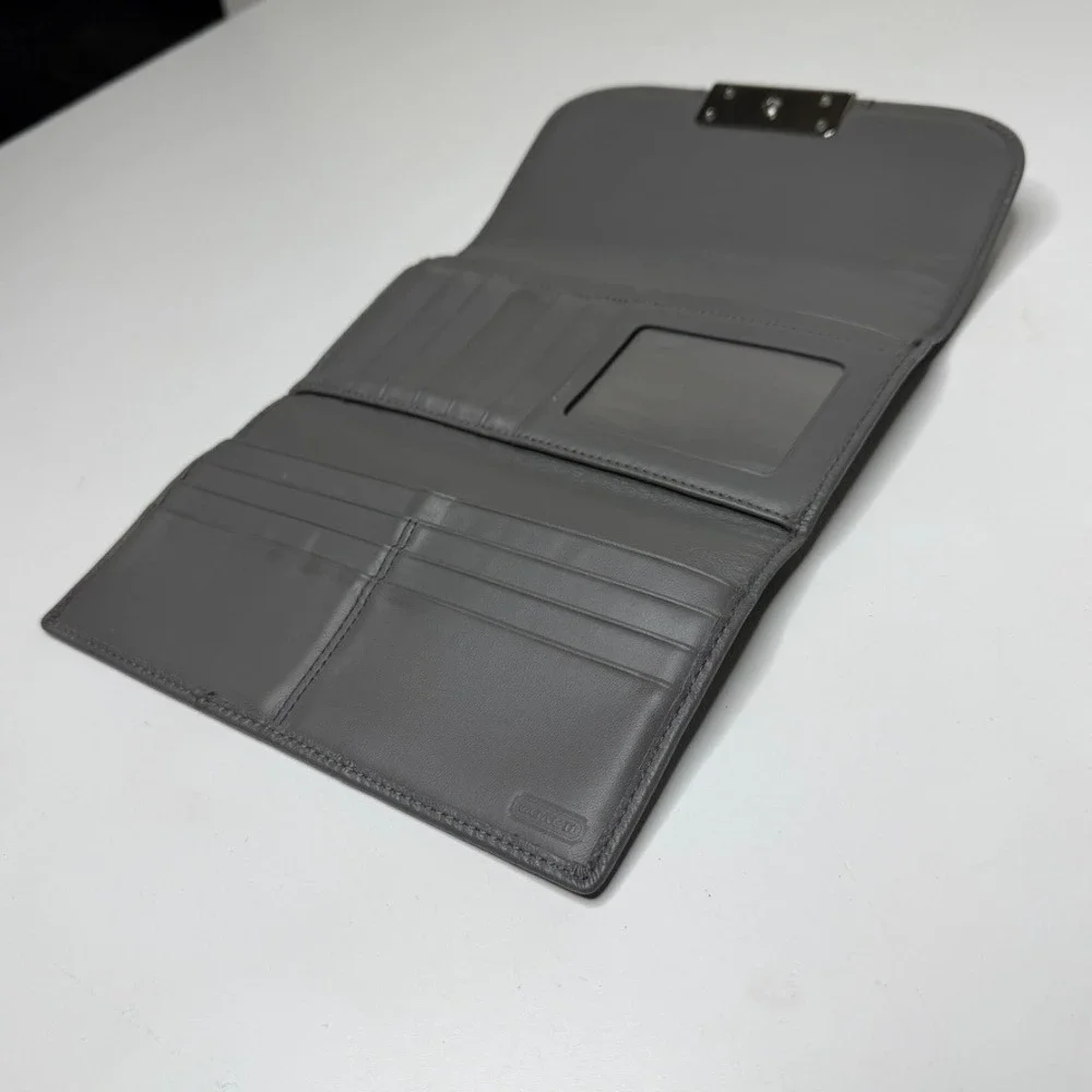 Coach Kristin Gray Leather Envelope Clutch Wallet